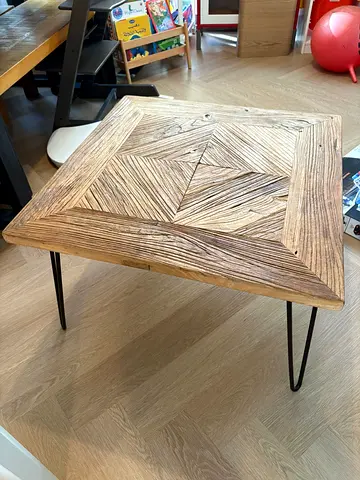 Solid Wood Square Side Table with Hairpin Legs