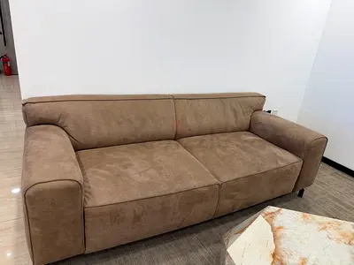 Beige 3-Seater Fabric Sofa — Good Condition