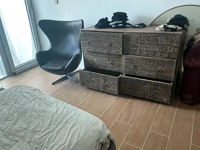 Unique Solid wood hand carved unique chest of drawers  3 doors 1500aed non negociable