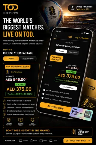 TOD Sports Streaming App — FIFA World Cup Pass (Digital Code)