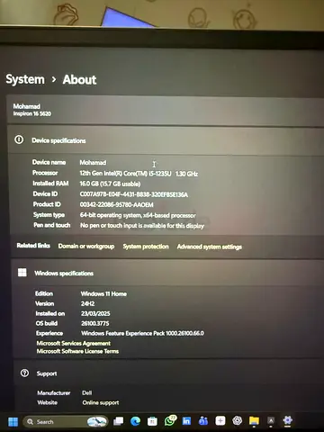 Windows 11 Desktop PC - Intel Core i5, 16GB RAM (About screen shown)