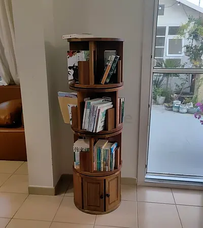 Rotating Wooden Bookcase / Corner Shelf - 4-Tier