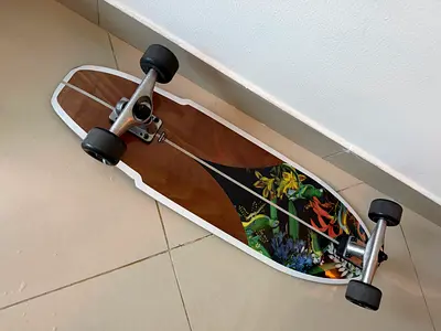 Longboard cruiser skateboard - floral deck, ready to ride