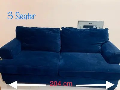 Blue 3-Seater Fabric Sofa - 204 cm, Good Condition