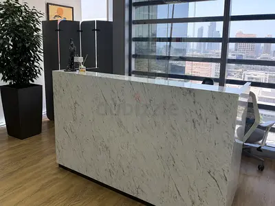 White Marble Reception Desk / Counter - Modern Office Front Desk