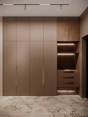 Built-in Modern Wardrobe with Integrated Shelving and Drawers