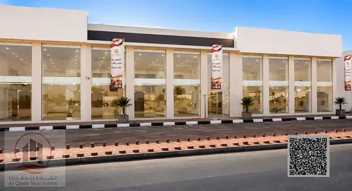 Commercial shops for sale in Al Helio 2, Ajman, opposite Al Zubair Road. Four commercial units, total area 150 sq m, shop area 1615 sq ft. The shops a