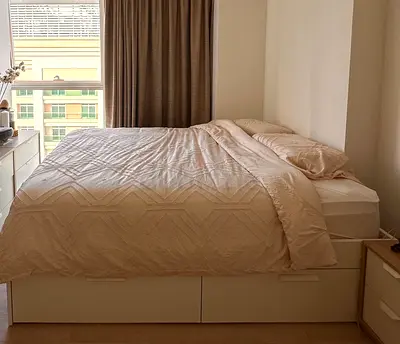 White Double Bed with Storage Drawers