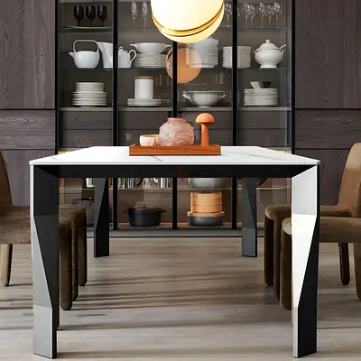 MolteniC Diamond Square Table Designed by Patricia Urquiola Carrara marble and chrome frame L