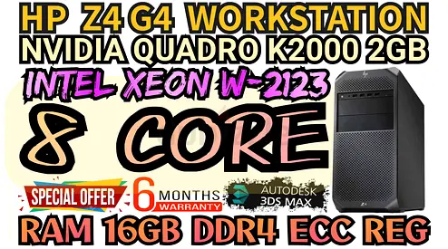 HP Z4 G4 WORKSTATION RAM 16GB DDR4 NVIDIA QUADRO K2000 2GB DDR5 INTEL XEON W-2123 8 CORE