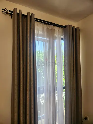 Double window curtain full length( Grey ) With Accessories