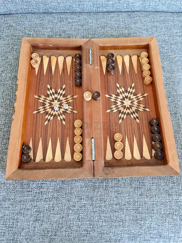 Wooden Backgammon Set - Foldable, Complete Pieces, small size, handmade