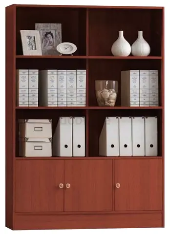 Sturdy Wooden Bookcase with Lower Cabinets - Good Condition