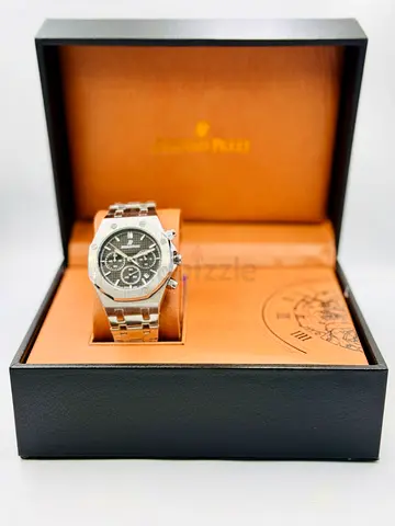 Audemars Piguet style stainless steel mens watch in original box