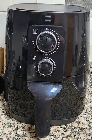 Compact Black Manual Air Fryer - 2-Timer Dials, Good Working Condition