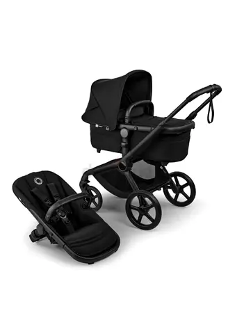 3-in-1 Black Modular Pram Stroller with Bassinet and Seat