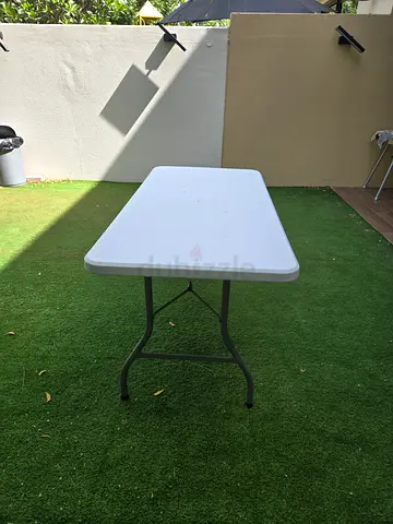 2 x Foldable Plastic Outdoor Table with Metal Legs - White