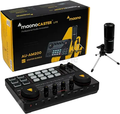 MAONO Maonocaster AU-AM200S1 Lite Portable All-In-One Podcast Production Studio With Microphone And