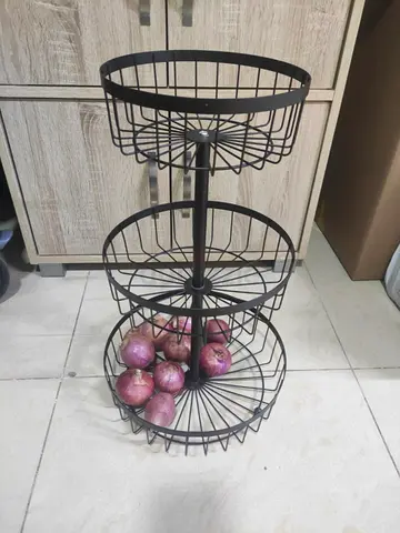 3-Tier Metal Kitchen Fruit  Vegetable Stand - Black