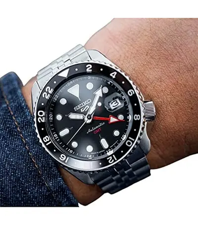 Seiko 5 Sports Automatic GMT Mens Watch - Stainless Steel Bracelet