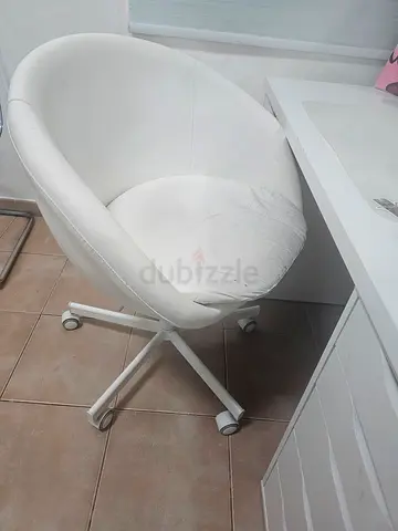 White Swivel Desk Chair on Wheels - Good Used Condition