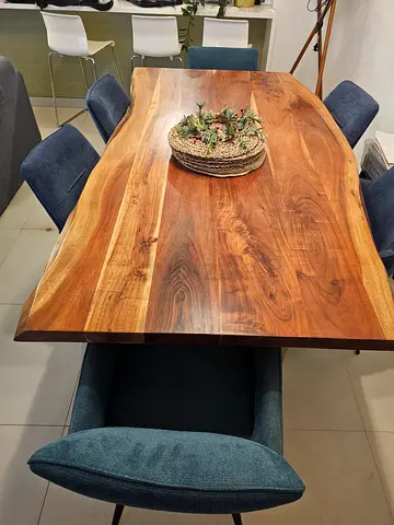 Solid Live Edge Acacia Wood Dining Table and chairs - Seats 6-8