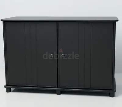 Matte Black Two-Door Storage Cabinet / Sideboard