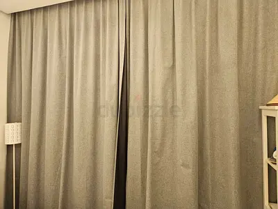 Grey blackout curtains - pair, good condition