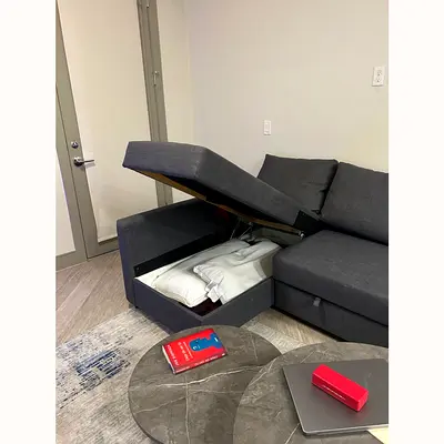 Grey L-shaped Storage Sofa Bed - Compact Corner Couch with Hidden Storage