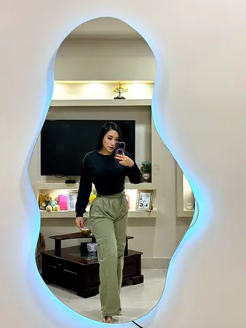 Large Irregular LED Wall Mirror — Modern Decorative Mirror with Ambient Backlight