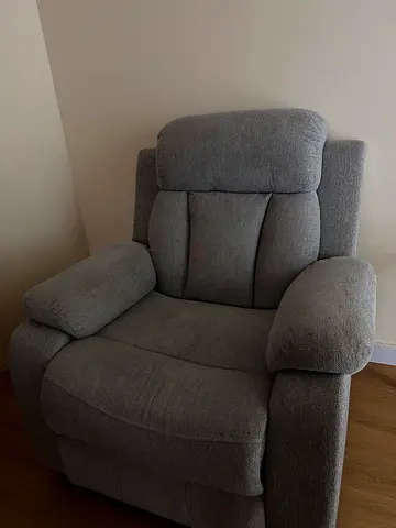 Gray Fabric Recliner Armchair - Comfortable Single Seater
