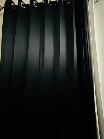 Black Eyelet Curtains - Blockout, Good Condition black 2 pieces each 250cm width white 180cm each