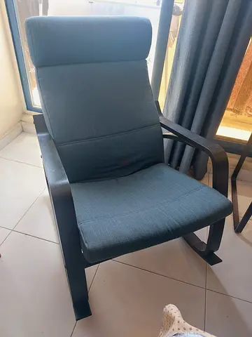 IKEA Poäng Armchair - Dark Wood Frame with Blue Cushion