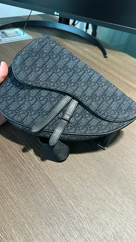 Authentic Dior Saddle Bag — Grey Monogram Canvas, Good Condition