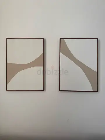 Set of 2 Minimalist Abstract Framed Wall Art Prints