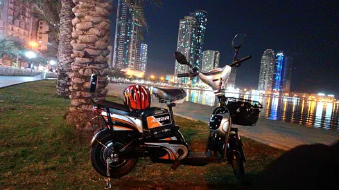 Electric Scooter with Rear Seat and Basket