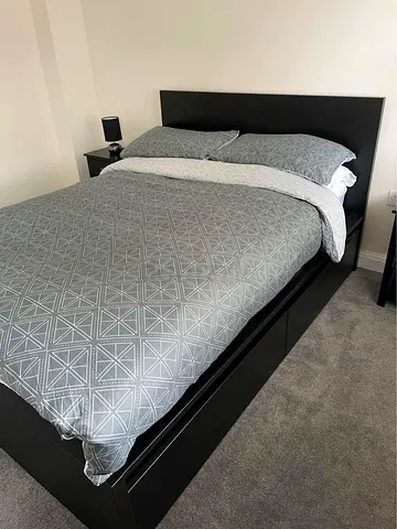 IKEA Black MALM Double Storage Bed with IKEA Mattress 140 x 200 cm