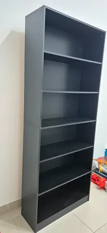 Black 6-Compartment Vertical Storage Shelf / Bookcase
