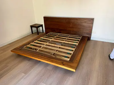 Excellent condition Crate and barrel bed with mattresses solid wooden Top Quality