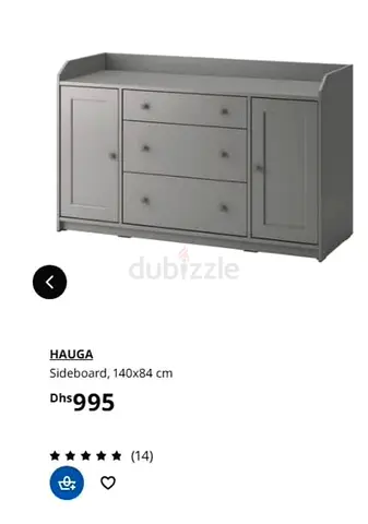 HAUGA Sideboard , tv unit + chest of drawers + cabinet  - Grey Storage Cabinet