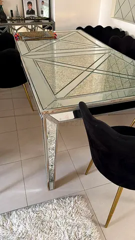 Glass dining table with chairs