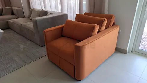 Single-seater Modern Orange Fabric Armchair sofa-bed - not used