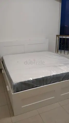 Ikea White Double Bed Frame with Mattress