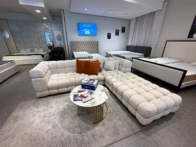Modular Tufted Corner Sofa - Light Beige, L-Shaped