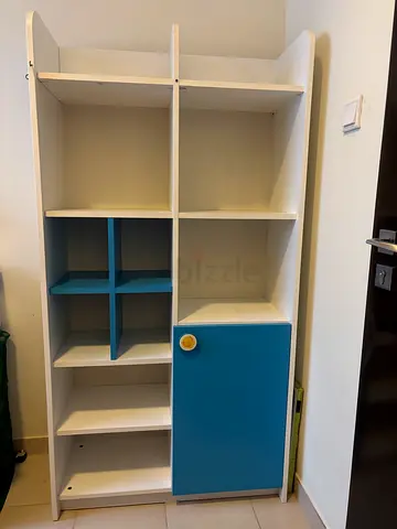 White and Blue Modular Storage Shelf / Bookcase - Good Condition