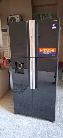 Hitachi Double Door Refrigerator with Water Dispenser - Black