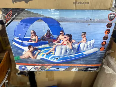 Large Inflatable Floating Island / Family Raft with Canopy (Seats 6)