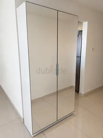 White Mirrored 2-Door Shoe Cabinet  - Good Condition