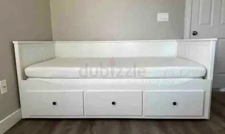 IKEA Hamnes day bed with 3 big storage drawers underneath and with 2 IKEA mattresses
