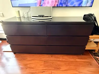 IKEA MALM Dark Wood 6-Drawer Dresser - Good Condition